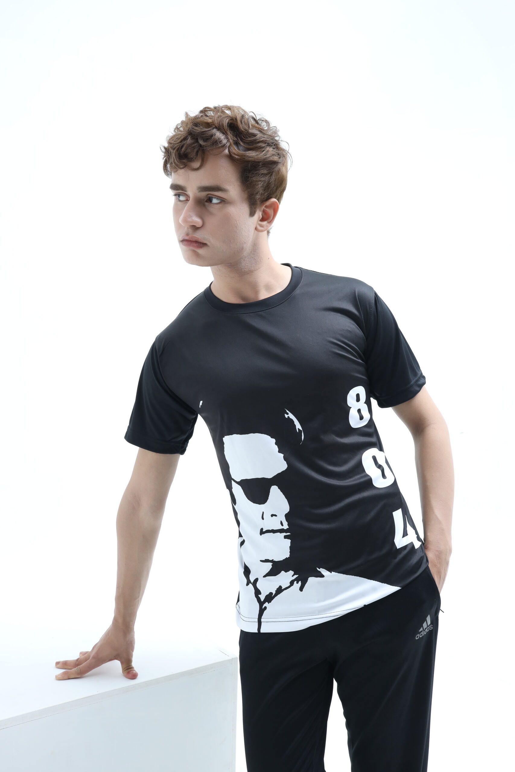 Imran Khan 804 Black Cricket T-Shirt with sublimation print, designed for comfort and style.