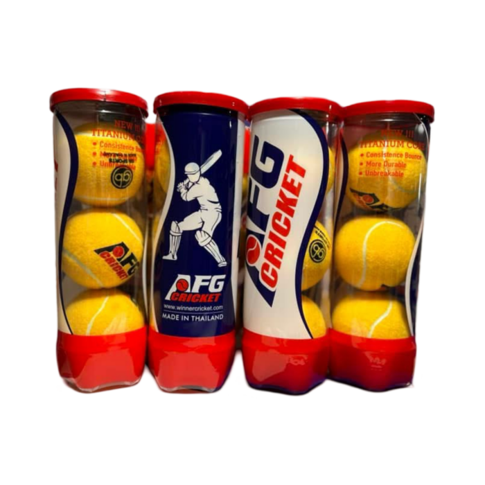 AFG Premium Tennis Cricket Balls – Pack of 3, designed for superior bounce, durability, and high-performance tape-ball cricket.