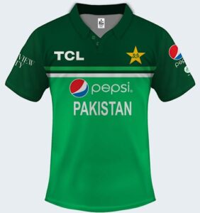 Pakistan Cricket ODI Fan Jersey featuring team logo and national colors, perfect for supporting Pakistan’s cricket team.