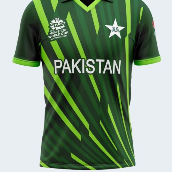 Pakistan Cricket ICC T20 World Cup 2025 Thunder Green Shirt Top Jersey designed for ultimate fan support, featuring official team logos and ICC branding.