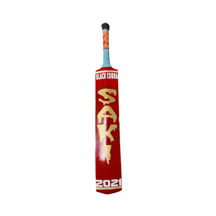 SAKI Sports Tape Ball Cricket Bat made from Rawalkot wood for durability, power, and precision, trusted by top players.