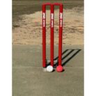 Cricket stumps wickets spring back metal base red